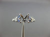 ESTATE .31CT DIAMOND & AAA SAPPHIRE 14K WHITE GOLD 3D SEMI MOUNT ENGAGEMENT RING