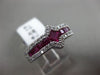 ESTATE 1.57CT DIAMOND & AAA RUBY 18KT WHITE GOLD 3D SIDEWAYS SQUARE PROMISE RING