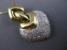 ESTATE LARGE 1.30CT DIAMOND 18KT TWO TONE GOLD 3D HEART FLOATING PENDANT #23610