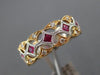 ESTATE .14CT DIAMOND & AAA RUBY 18KT WHITE & ROSE GOLD FILIGREE ANNIVERSARY RING