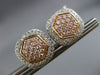 ESTATE 1.71CT WHITE & PINK DIAMOND 18K WHITE ROSE GOLD HEXAGON CLIP ON EARRINGS