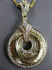 ESTATE LARGE .56CT DIAMOND 18KT YELLOW GOLD V SHAPE CIRCLE OF LIFE LOVE PENDANT