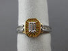 ESTATE 1.30CT WHITE & YELLOW DIAMOND 14KT 2 TONE GOLD 3D OCTAGON ENGAGEMENT RING