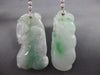ANTIQUE LARGE .26CT DIAMOND & AAA JADE 18KT WHITE GOLD 3D HAND ETCHED EARRINGS