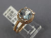 ESTATE LARGE 2.25CT DIAMOND & AAA AQUAMARINE 14KT ROSE GOLD HALO ENGAGEMENT RING