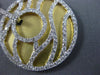 ESTATE 1.60CT DIAMOND 18K WHITE & YELLOW GOLD WAVE CIRCULAR ECLIPSE LOVE PENDANT