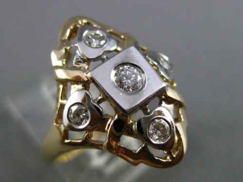 ESTATE LARGE .20CT DIAMOND 14K WHITE & YELLOW GOLD MULTI HEART LOVE RING #21033
