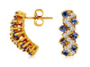 ESTATE 1.36CT DIAMOND & AAA TANZANITE 14KT YELLOW GOLD 3D WAVE HANGING EARRINGS