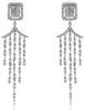1.31CT DIAMOND 14KT WHITE GOLD 3D ROUND & BAGUETTE CHANDELIER HANGING EARRINGS