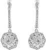 ESTATE .72CT DIAMOND 14KT WHITE GOLD 3D FLOWER HUGGIE HANGING EARRINGS