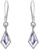 2.40CT DIAMOND & AAA AMETHYST 14KT WHITE GOLD 3D TRAPEZOID HANGING EARRINGS