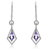 2.40CT DIAMOND & AAA AMETHYST 14KT WHITE GOLD 3D TRAPEZOID HANGING EARRINGS