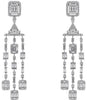 2.33CT DIAMOND 14KT WHITE GOLD 3D ROUND AND BAGUETTE CHANDELIER HANGING EARRINGS