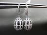 ESTATE LARGE .30CT DIAMOND 14KT WHITE GOLD 3D TEAR DROP BASKET HANGING EARRINGS