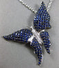 LARGE 3.38CT DIAMOND & AAA SAPPHIRE 18KT WHITE GOLD 3D FLYING BUTTERFLY PENDANT