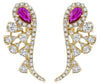 1.28CT DIAMOND & AAA RUBY 14KT YELLOW GOLD MULTI LEAF CLIP ON HANGING EARRINGS