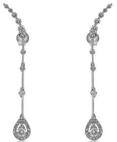 .74CT DIAMOND 14KT WHITE GOLD 3D BY THE YARD TEAR DROP JOURNEY HANGING EARRINGS