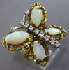 ANTIQUE LARGE 2.30CT DIAMOND & OPAL 14K TWO TONE GOLD HANDCRAFTED BUTTERFLY RING