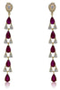 3.07CT DIAMOND & AAA RUBY 14KT YELLOW GOLD JOURNEY CHANDELIER HANGING EARRINGS