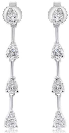 ESTATE .61CT DIAMOND 14KT WHITE GOLD 3D BY THE YARD JOURNEY HANGING EARRINGS