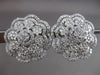 ESTATE LARGE 4.17CT DIAMOND 18KT WHITE GOLD 3D FLOWER CLUSTER CLIP ON EARRINGS