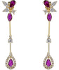 1.36CT DIAMOND & AAA RUBY 14KT YELLOW GOLD 3D PEAR SHAPE TEAR DROP LEAF EARRINGS