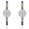 ESTATE .86CT DIAMOND & AAA MULTI COLOR SAPPHIRE 14K WHITE GOLD HOOP EARRINGS