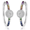 ESTATE .86CT DIAMOND & AAA MULTI COLOR SAPPHIRE 14K WHITE GOLD HOOP EARRINGS