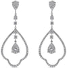 LARGE 1.49CT DIAMOND 14KT WHITE GOLD ROUND TEAR DROP CHANDELIER HANGING EARRINGS