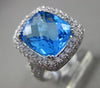 ESTATE MASSIVE 7.15CT DIAMOND & BLUE TOPAZ 14KT WHITE GOLD OPEN ENGAGEMENT RING