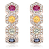 ESTATE .97CT DIAMOND & AAA MULTI COLOR SAPPHIRE 14K ROSE GOLD CLUSTER EARRINGS
