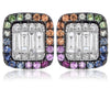 .79CT DIAMOND & AAA MULTI COLOR SAPPHIRE 14KT ROSE GOLD MULTI HEXAGON EARRINGS