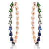 ESTATE .88CT AAA MULTI COLOR SAPPHIRE 14KT ROSE GOLD PEAR SHAPE HOOP EARRINGS