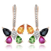1.99CT DIAMOND & MULTI GEM 14KT ROSE GOLD BUTTERFLY LEVERBACK HANGING EARRINGS