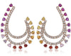ESTATE 1.28CT ROUND DIAMOND & MULTI COLOR SAPPHIRE 14K ROSE PEAR SHAPE EARRINGS