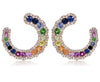 ESTATE 2.14CT DIAMOND & AAA MULTI COLOR SAPPHIRE 14K ROSE GOLD CLIP ON EARRINGS