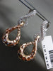 ESTATE LARGE 1.1CT DIAMOND 14KT WHITE & ROSE GOLD 3D LOVE KNOT HANGING EARRINGS