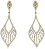 1.24CT DIAMOND 14K YELLOW GOLD BAGUETTE OPEN FILIGREE TEAR DROP HANGING EARRINGS