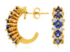 2.17CT DIAMOND & AAA TANZANITE 14KT YELLOW GOLD 3D UMBRELLA HANGING EARRINGS