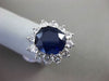 ESTATE LARGE 6.89CT DIAMOND & AAA SAPPHIRE 14KT WHITE GOLD HALO ENGAGEMENT RING