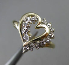 ESTATE .05CT DIAMOND 14KT WHITE & YELLOW GOLD 3D DOUBLE HEART LOVE RING #25124