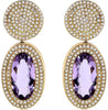 4.08CT DIAMOND & AAA AMETHYST 14KT YELLOW GOLD 3D OVAL CIRCULAR HANGING EARRINGS