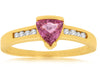 ESTATE .66CT DIAMOND & AAA PINK SAPPHIRE 14KT YELLOW GOLD CLASSIC TRILLION RING