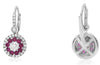 1.04CT DIAMOND & AAA RUBY 14KT WHITE GOLD FLOWER LEVER BACK HANGING EARRINGS