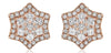 .89CT DIAMOND 14K ROSE GOLD ROUND & PRINCESS CLUSTER FILIGREE STAR STUD EARRINGS