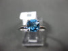 ESTATE 1.20CT AAA BLUE TOPAZ 14KT WHITE GOLD 3D SQUARE SOLITAIRE PROMISE RING