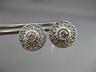ESTATE LARGE .60CT DIAMOND 14K WHITE GOLD ROUND SOLITAIRE HALO FILIGREE EARRINGS