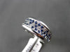 ANTIQUE 1.58CT DIAMOND & SAPPHIRE 18K WHITE GOLD 3 ROW WEDDING ANNIVERSARY RING