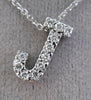 ESTATE .20CT DIAMOND 14KT WHITE GOLD 3D " J " INITIAL FLOATING PENDANT #19407