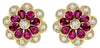 3.44CT DIAMOND & AAA RUBY 14K YELLOW GOLD FLOWER FILIGREE MILGRAIN STUD EARRINGS